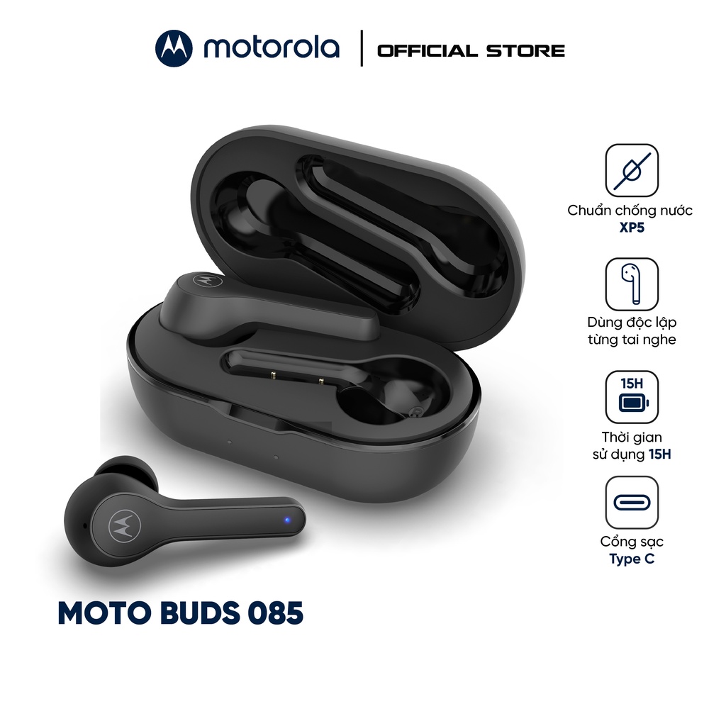 Tai nghe bluetooth nhét tai Motorola Moto Buds 085 - kháng nước IPX5 - 15h sử dụng - bảo hành 12 tháng