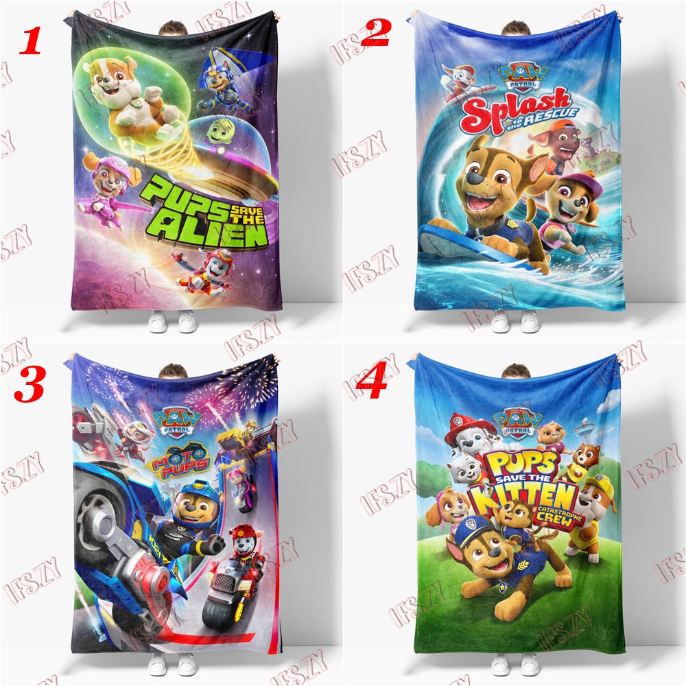 Chăn flannel Đơn Điều Hòa Không Khí In Hình paw patrol 4 Kích Thước Cho Bé