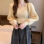 Áo sweater dệt kim tay dài cổ vuông đơn giản thời trang dành cho nữ