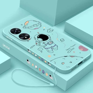 ốp lưng oppo a17 oppo a97 5g Ốp Điện Thoại Silicone TPU In Hình Phi Hành Gia Kèm Dây Đeo Cho oppo a17 oppo a97 5g