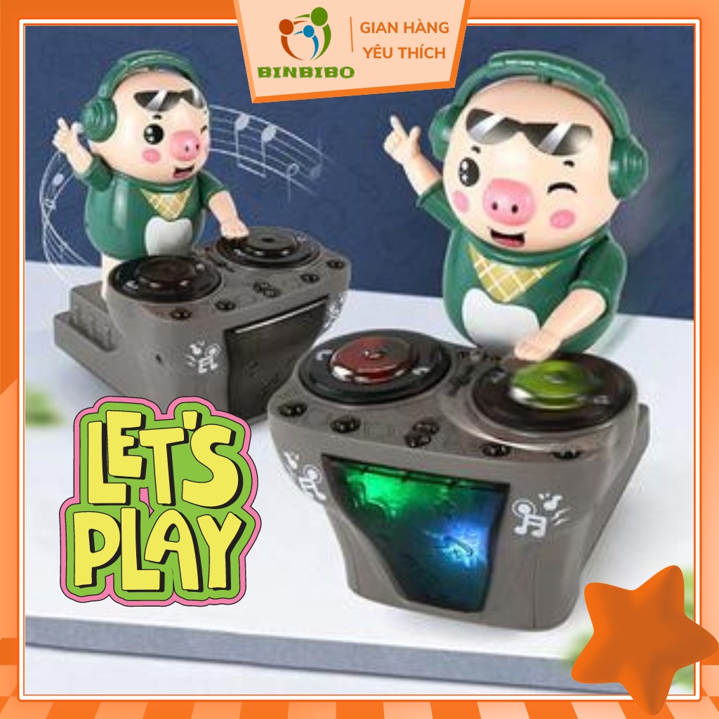 Heo DJ Phát Nhạc Có âm thanh và đèn phát sáng nhảy cực vui dễ thương cho bé- Binbibo