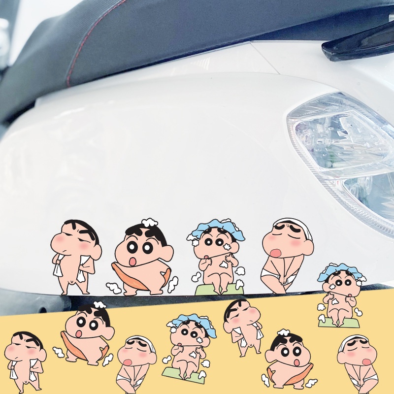 Hl Miếng Dán Trang Trí Xe Hơi / Mũ Bảo Hiểm / Xe Máy Điện Họa Tiết Cậu Bé Bút Chì Shin-Chan Dễ Thương