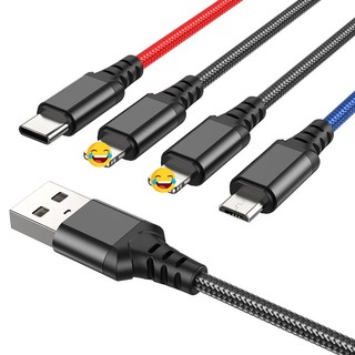 Cáp sạc 4 đầu Hoco X76 2 cổng LaiNing / Type-C / MicroUSB dài 1M, max 2A