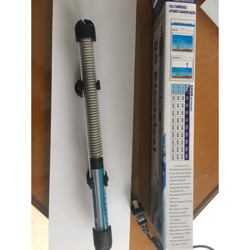Máy sưởi RS ELECTRICAL dùng cho bể cá cảnh,bể cá koi,bể thủy sinh 25W-50W-100W-200W-300W.