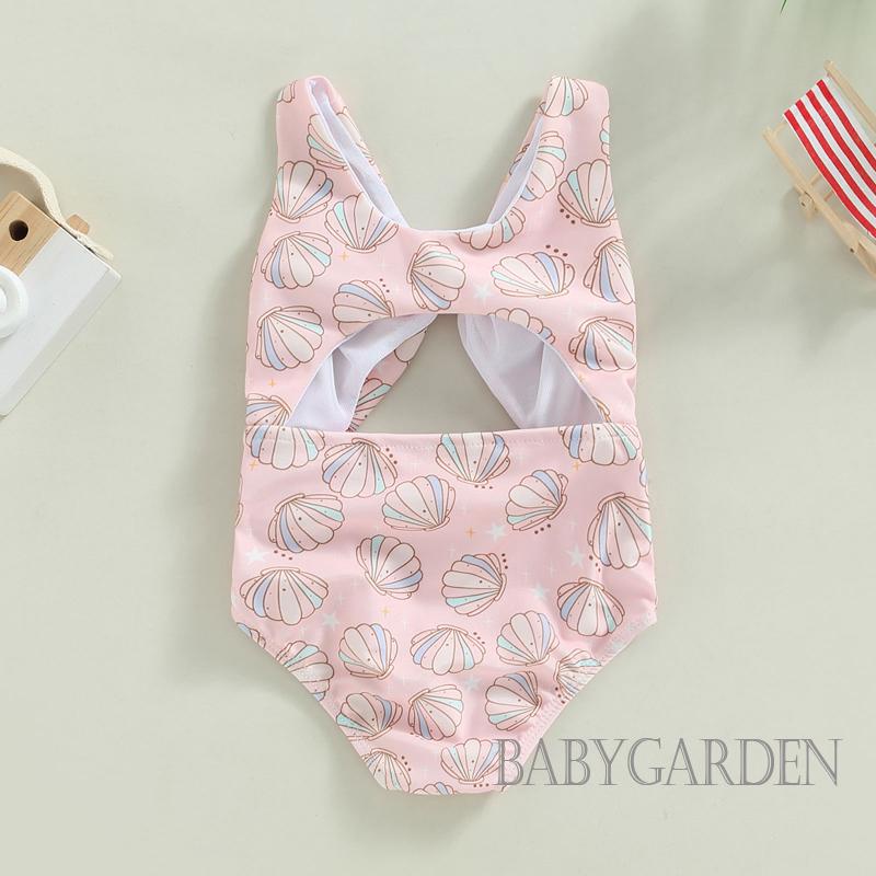 Bộ Đồ Bơi Một Mảnh Không Tay In Hoa / Vỏ Sò Thời Trang Mùa Hè Cho Bé Gái 6 Tháng - 3 Tuổi
