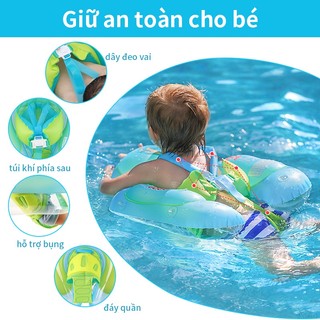 Phao Bơi Cho Bé Có Mái Che UPF 50+, Vòng Bơi Dưới Nách Chống Lật, Có Thể Tháo Rời Tiện Lợi