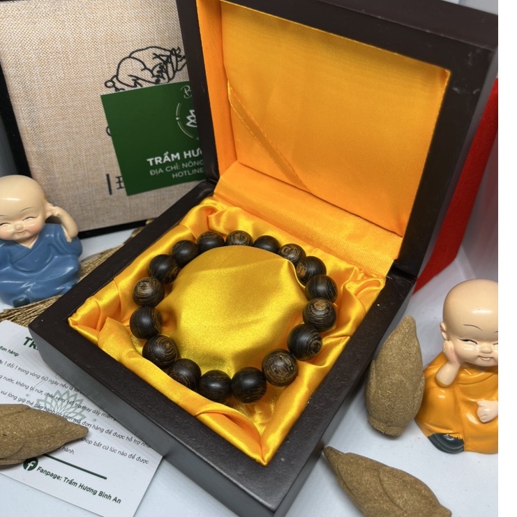 1 combo trầm xông đốt được tặng khi mua Vòng tay trầm hương tròn đơn 12 ly sánh chìm cao cấp tự nhiên nam nữ