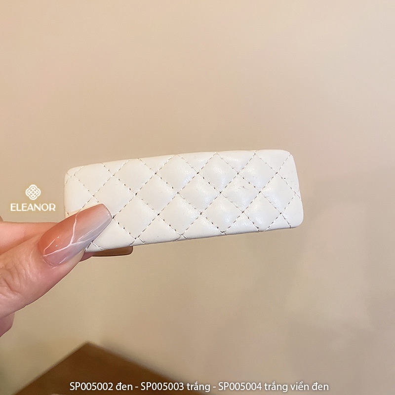 Kẹp tóc nữ Eleanor Accessories bọc da trơn họa tiết ô vuông basic phụ kiện tóc kẹp tóc mái 6009