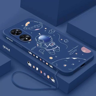 ốp lưng oppo a17 oppo a97 5g Ốp Điện Thoại Silicone TPU In Hình Phi Hành Gia Kèm Dây Đeo Cho oppo a17 oppo a97 5g