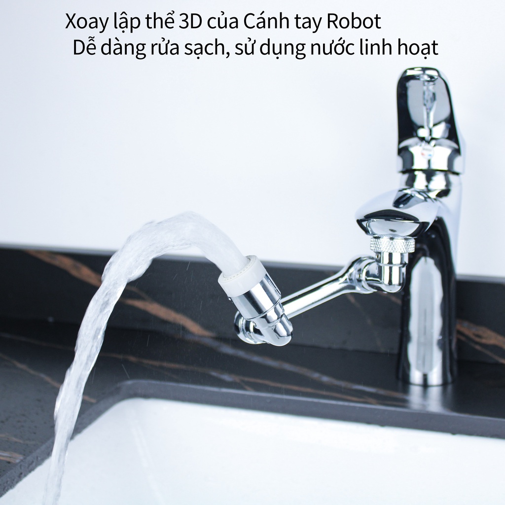 Đầu Nối Vòi Nước INOX Thông Minh Xoay 1080° Cho Bồn Rửa Chén Với 2 Chế Độ Phun Nước Tiết kiệm