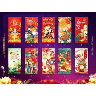 100 bao lì xì mẫu đỏ may mắn năm mới 2023, kt 8x16cm