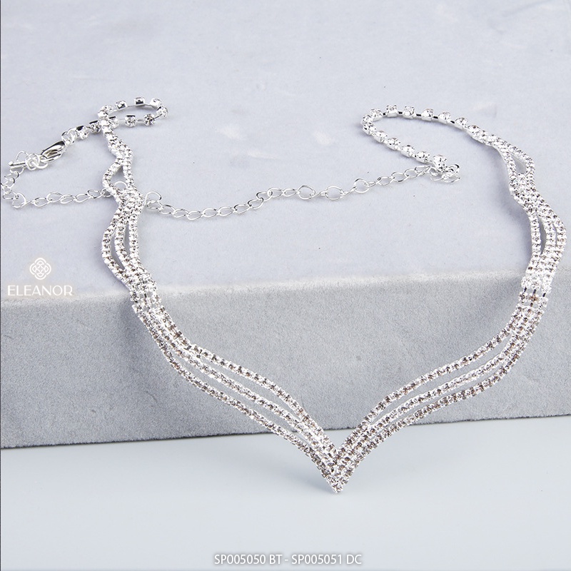 Dây chuyền bông tai nữ Eleanor Accessories bộ trang sức đính đá phụ kiện trang sức 5050