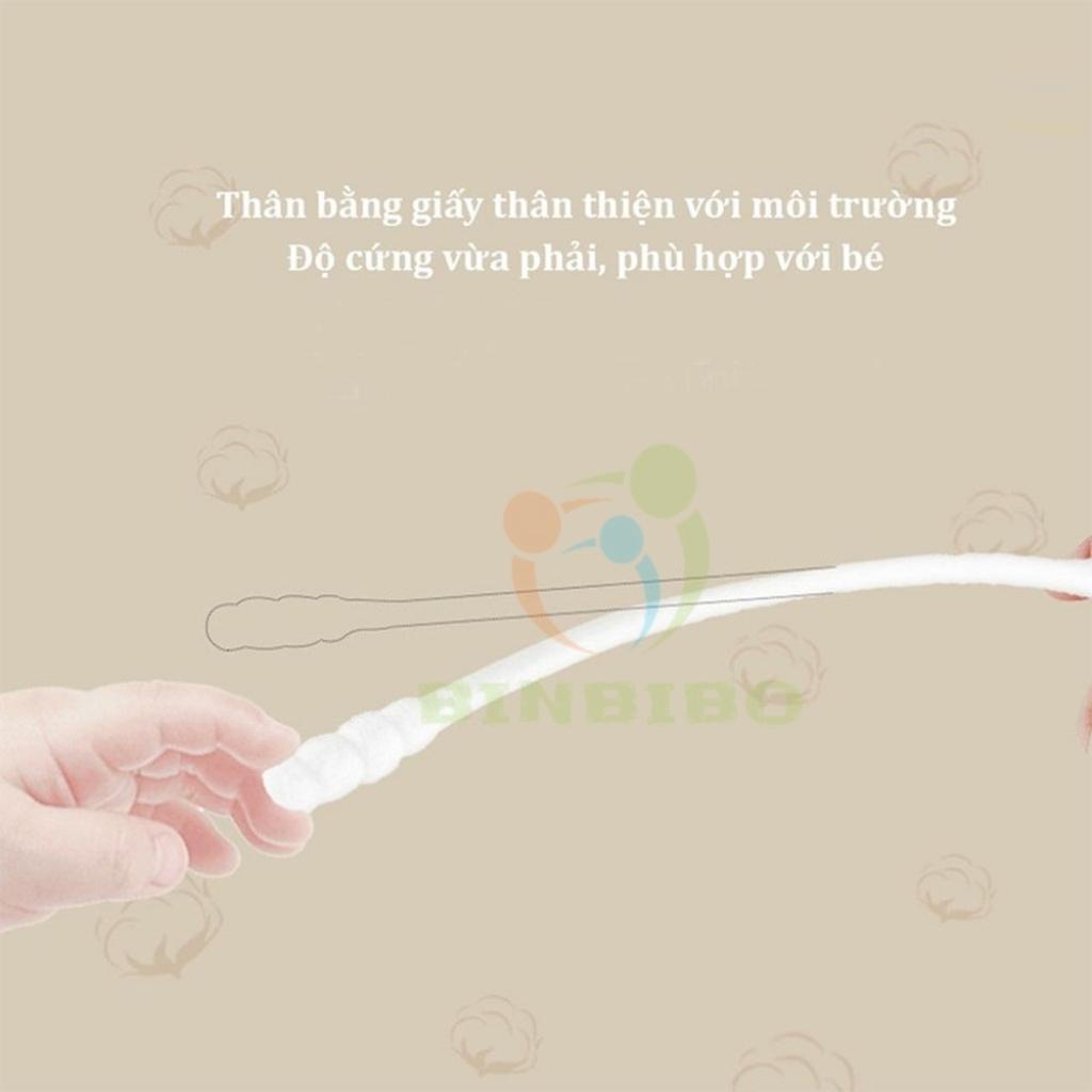 Tăm bông cho bé sơ sinh MISUTA làm từ bông tự nhiên hộp 400 chiếc mẫu mới nhất - Binbibo