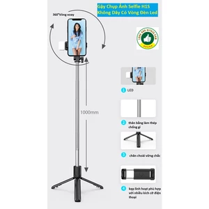 Gậy chụp ảnh Gậy tự sướng selfie chụp hình bluetooth điều khiển từ xa 3 chân có đèn led trợ sáng xoay nhiều góc độ