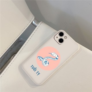 Ốp iphone - Ốp lưng iphone cạnh vuông bảo vệ camera 12 con giáp tuổi Tị nền kem dành cho ip 6 đến 14promax - ng469