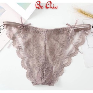 Quần lót nữ quyến rũ cao cấp, quần lót ren đính nơ 2 bên quyến rũ Q 2824  BC_CHIC LINGERIE