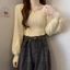 Áo sweater dệt kim tay dài cổ vuông đơn giản thời trang dành cho nữ