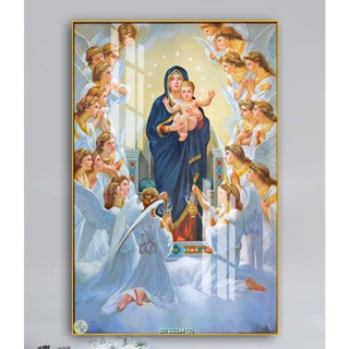 Tranh Mẹ Maria Và Chúa Hài Đồng (60x90cm) - Tranh Treo Tường Lamiate Tráng Gương