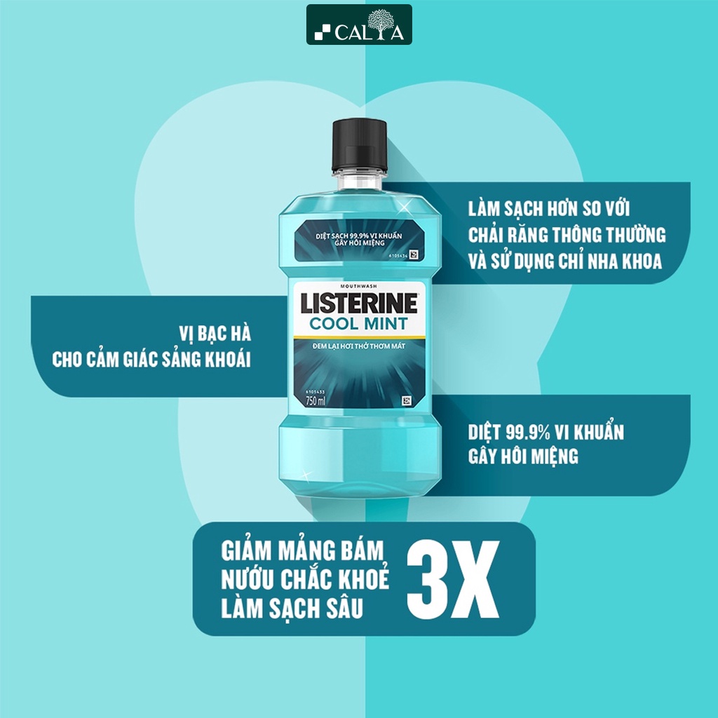 Ảnh Bộ 2 Chai Nước Súc Miệng Listerine Diệt Khuẩn, Thơm Mát - Listerine Coolmint Mouthwash 750ml x 2 1