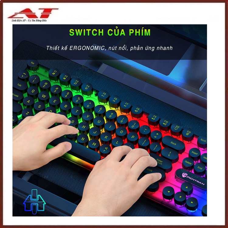 Bàn phím máy tính gaming giả cơ PANTSAN PK100 có dây nút tròn Led 7 màu ...