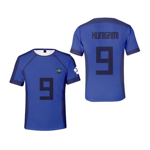 Nóng Anime Áo Màu Xanh Khóa Cosplay Jersey Tay Ngắn Unisex Áo Dáng Rộng Tee Yoichi Áo Plus Kích Thước
