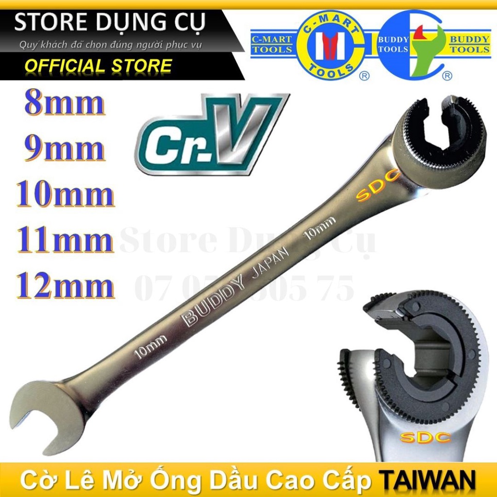 8-12mm Cờ lê mở ống dầu tự động cao cấp Buddy Taiwan | Cờ lê bánh cóc ...