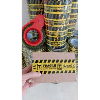 Cuộn băng keo màu vàng chữ Hàng Dễ Vỡ, Fragile, 1 cuộn 200gram