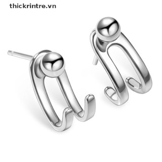 Bông Tai Mạ Bạc 925 Đính Hạt Tròn Đơn Giản Phong Cách Hàn Quốc