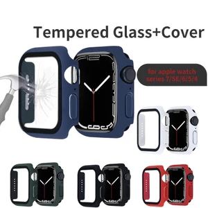 Ốp Lưng Cho Apple Watch Series 9 8 7 6 5 4 3 2 1 SE2 Kính Cường Lực Phim 360 Toàn Màn Hình Bảo Vệ Ốp Lưng Cho Iwatch 45mm 41mm 44mm 42mm 40mm 38mm