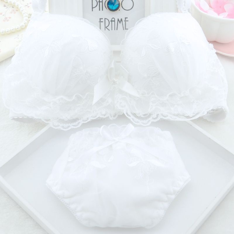 Bộ Đồ Lót Nâng Ngực Viền Ren Hình Bướm Phong Cách Nhật Bản Quyến Rũ