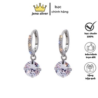bông tai đá , chốt bấm , nẩy chắc chắn , bạc 925 - jena sliver