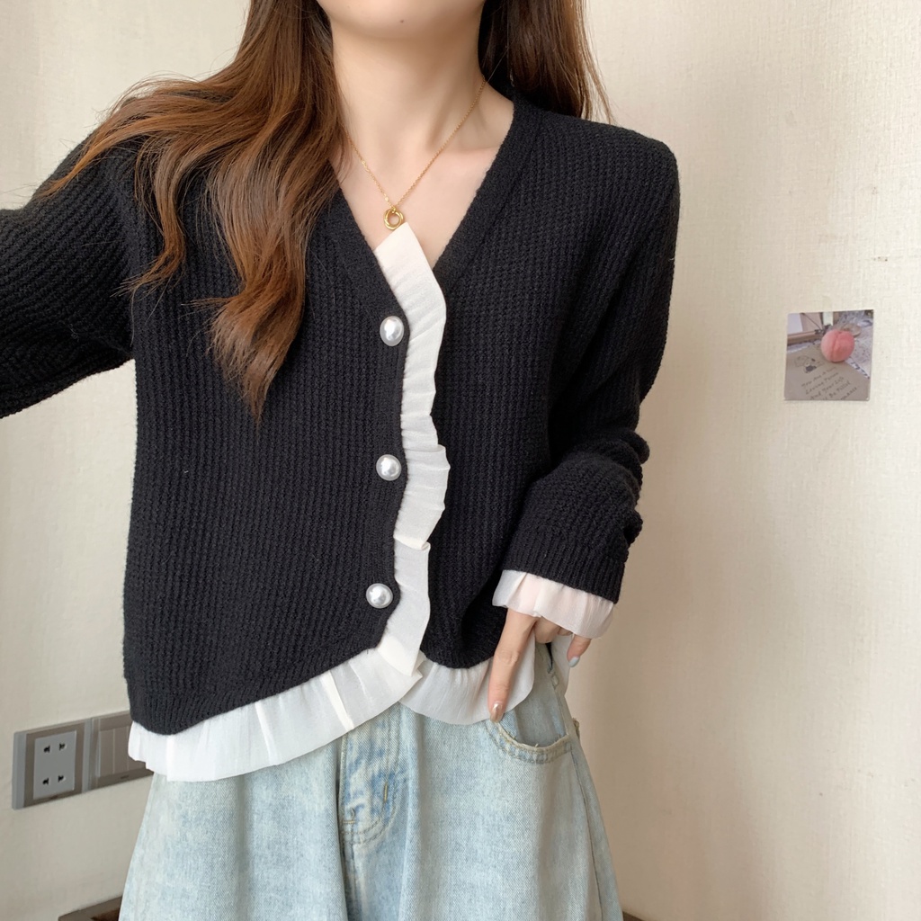 Áo Cardigan Dệt Kim Dáng Suông Plus Size Thời Trang Pháp Cho Nữ