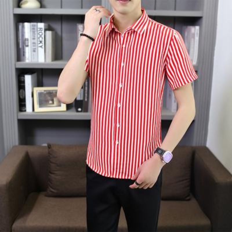 Áo Sơ Mi Nam Tay Ngắn Sọc Dọc Thời Trang Công Sở Mới