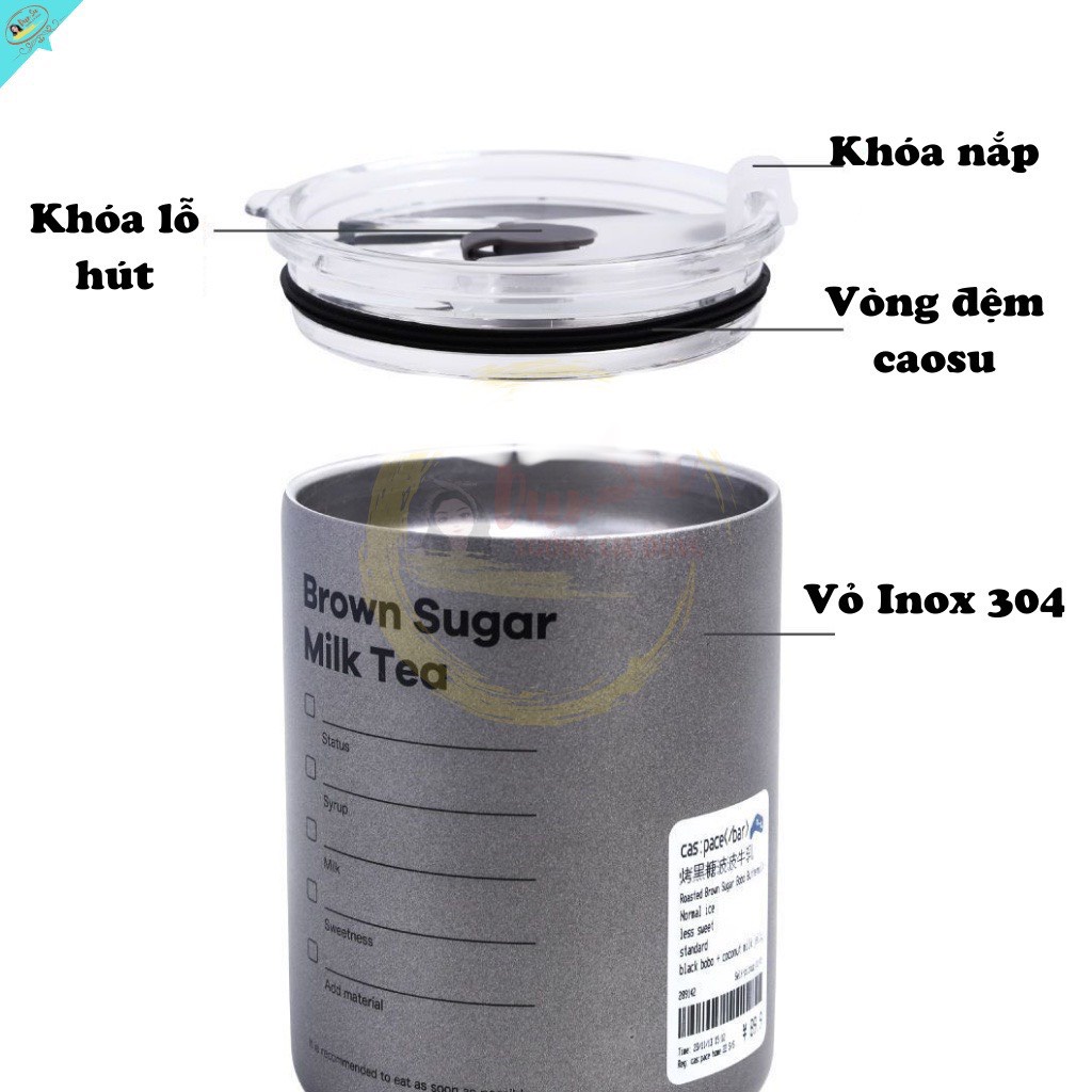 Ly giữ nhiệt Iced Americano 600ml inox 304 tặng ống hút Inox Clip THẬT shop tự quay