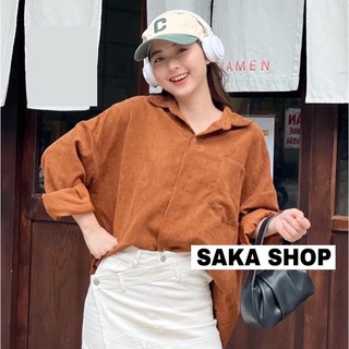 Áo sơ mi nhung tăm nữ nam unisex dáng rộng tay dài phồng , áo khoác nhung tăm nam nữ unisex