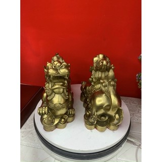 Cặp tỳ hưu như ý  bày trí ban thờ thần tài bằng đồng vật phẩm phong thủy tài lộc trưng bày trang trí quà tặng