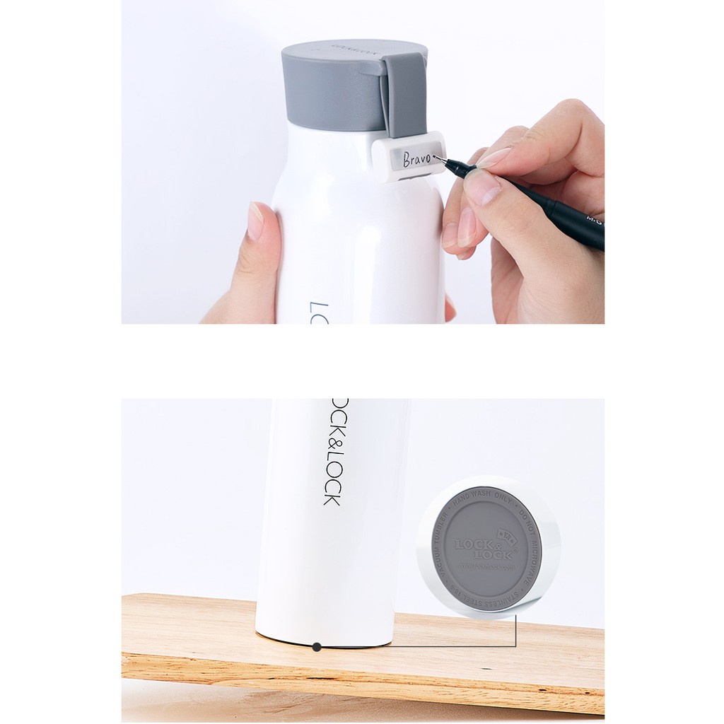 Bình giữ nhiệt LocknLock 500ml LHC4125 màu trắng , thép không gỉ, đáy chống trượt - K-MALL