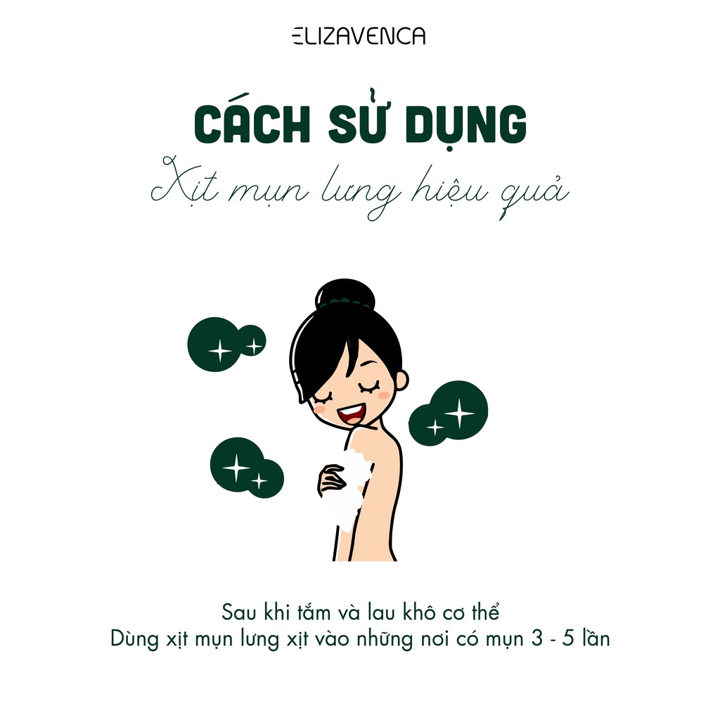 [1 xà phòng - 2 Xịt] Mụn lưng Elizavenca hỗ trợ giảm mụn lưng mụn toàn thân