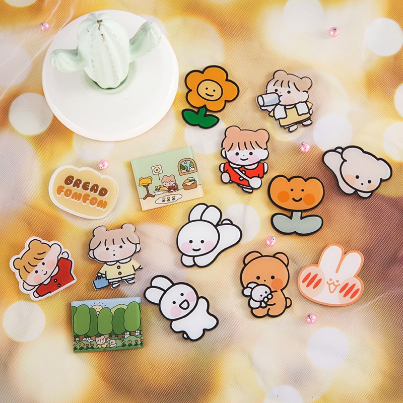 Combo 10 Huy hiệu ghim pin cài áo ba lô hoạt hình 2,5cm 3cm
