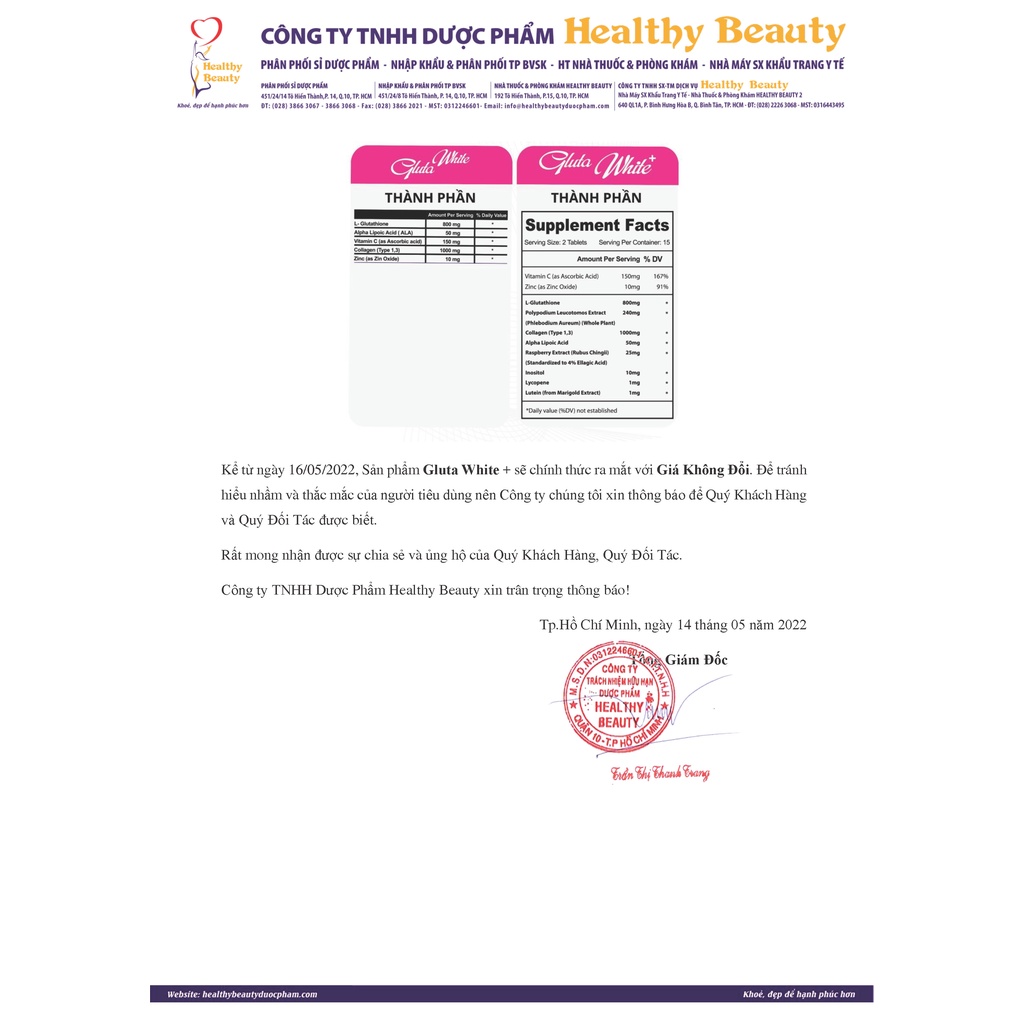 Ảnh Combo Trẻ Hóa Làn Da Gluta White+ & HB Collagen Type 1,2,3 Healthy Beauty 4