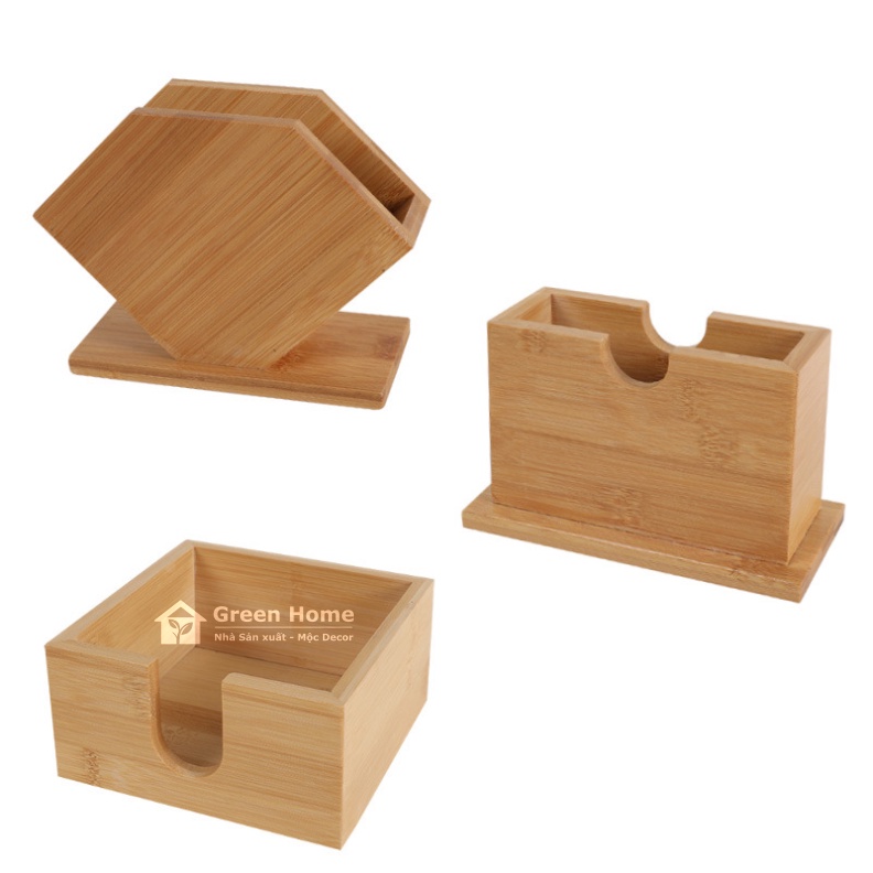 Hộp đựng giấy ăn phong cách Nhật Bản, Hộp đựng giấy thiết kế cách điệu bằng gỗ Tre tự nhiên 100%
