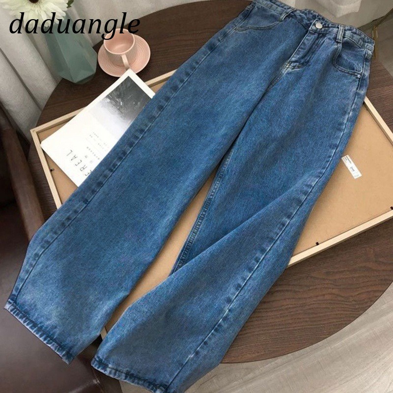Ảnh Quần jean Daduhey 9 tấc lưng cao ống rộng dáng thẳng phong cách Hàn Quốc thời trang cho nữ plus size 4