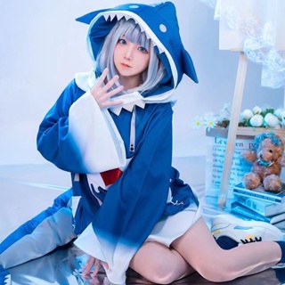 Anime Hololive Gawr Gura Cosplay Costumes ENG Shark Cloak Halloween  Costumes for Women Role Playing Clothing Party Uniform