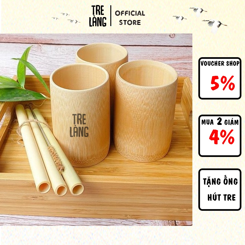 Cốc ly tre uống nước Tre Làng đã xử lý đánh bóng chống mốc Đường kính 6 ...