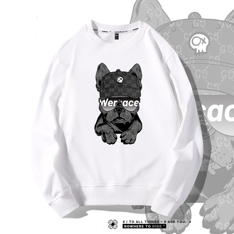 Áo Sweater HappyFamily Form Rộng In Hình Chú Chó Pug We'r Ace Cotton 100 Cao Cấp