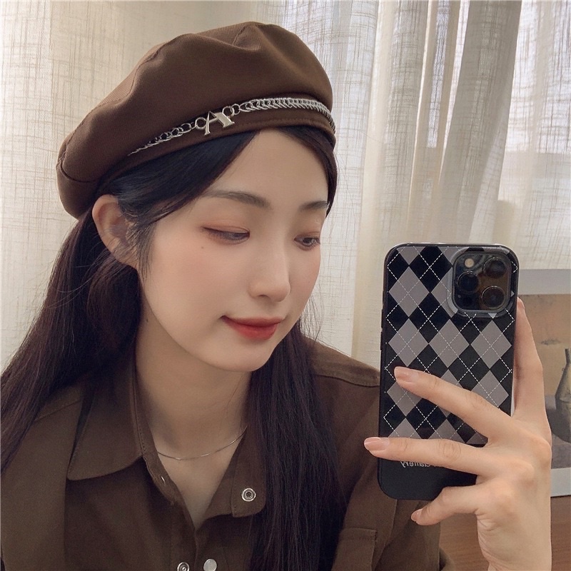 MŨ NỒI,BERET KAKI XỊN DÂY CHỮ A THỜI TRANG NAM NỮ