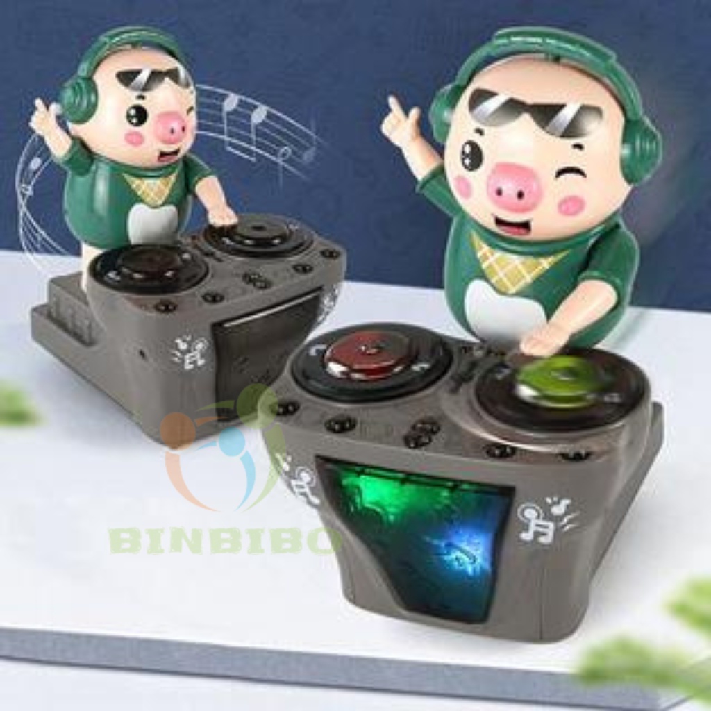 Heo DJ Phát Nhạc Có âm thanh và đèn phát sáng nhảy cực vui dễ thương cho bé- Binbibo