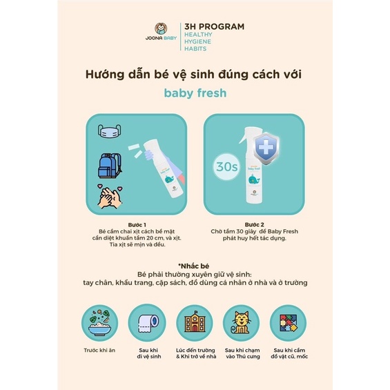 Xịt diệt khuẩn, Tiệt trùng, rửa bình sữa Baby Fresh Joona Baby chai 55ml 300ml