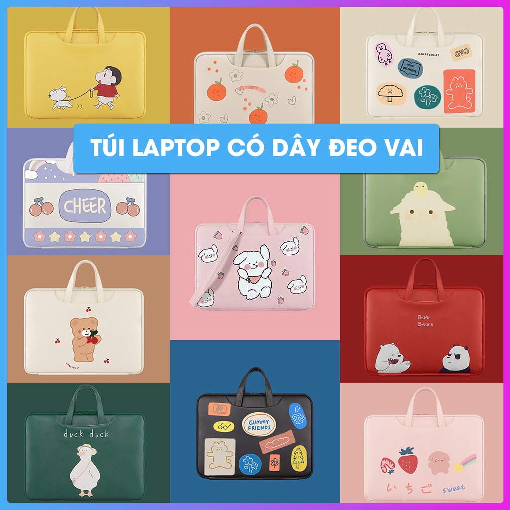 Túi chống sốc Laptop, Macbook da PU cao cấp chống nước 13.3 inch, 14 inch, 15.6 inch – Túi xách đựng Laptop có quai cầm
