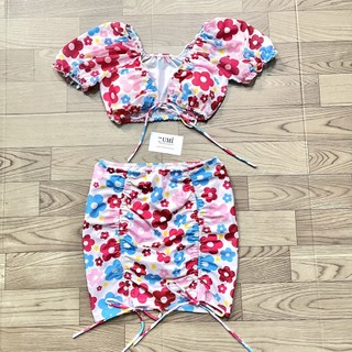 SIZE ( M, XL ) BIKINI 2 MẢNH VÁY HỌA TIẾT HOA HỒNG BIKINISTORE